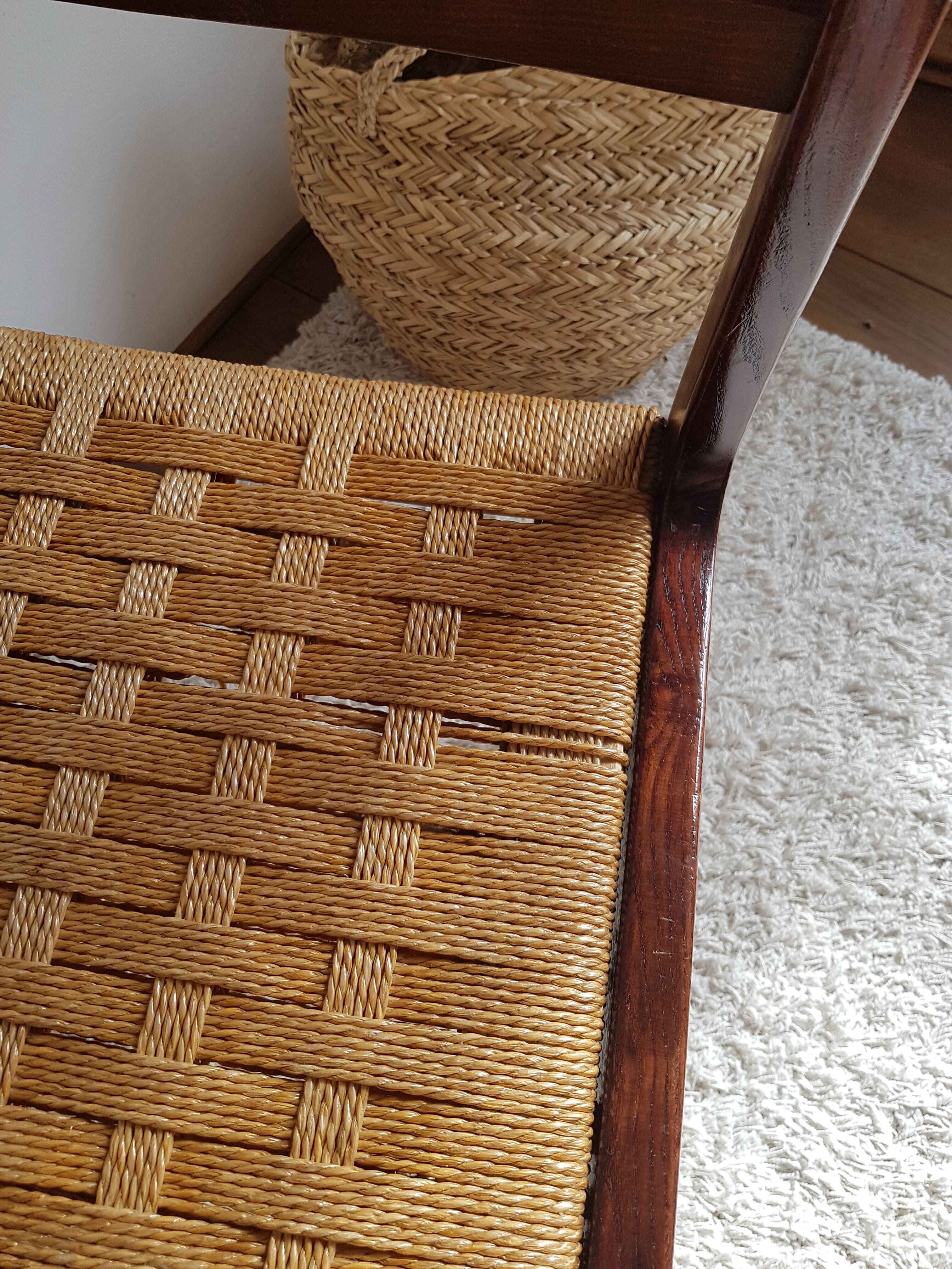 Pair of Scandinavian chairs in braided rope-circa 1960