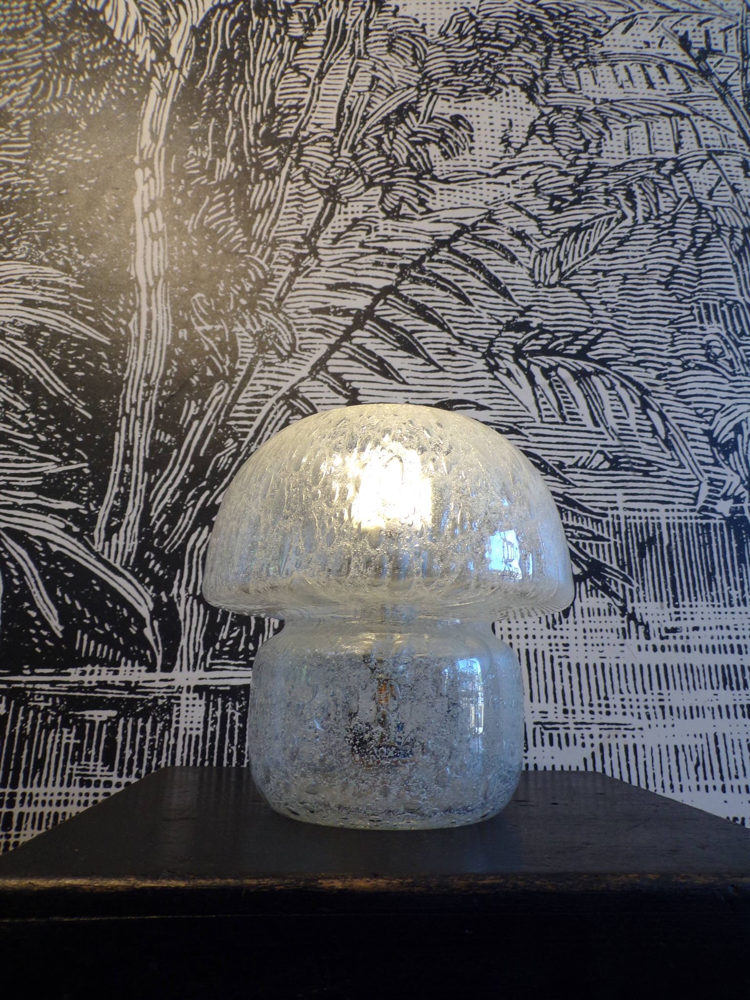 Lampe champignon en verre italien 1970