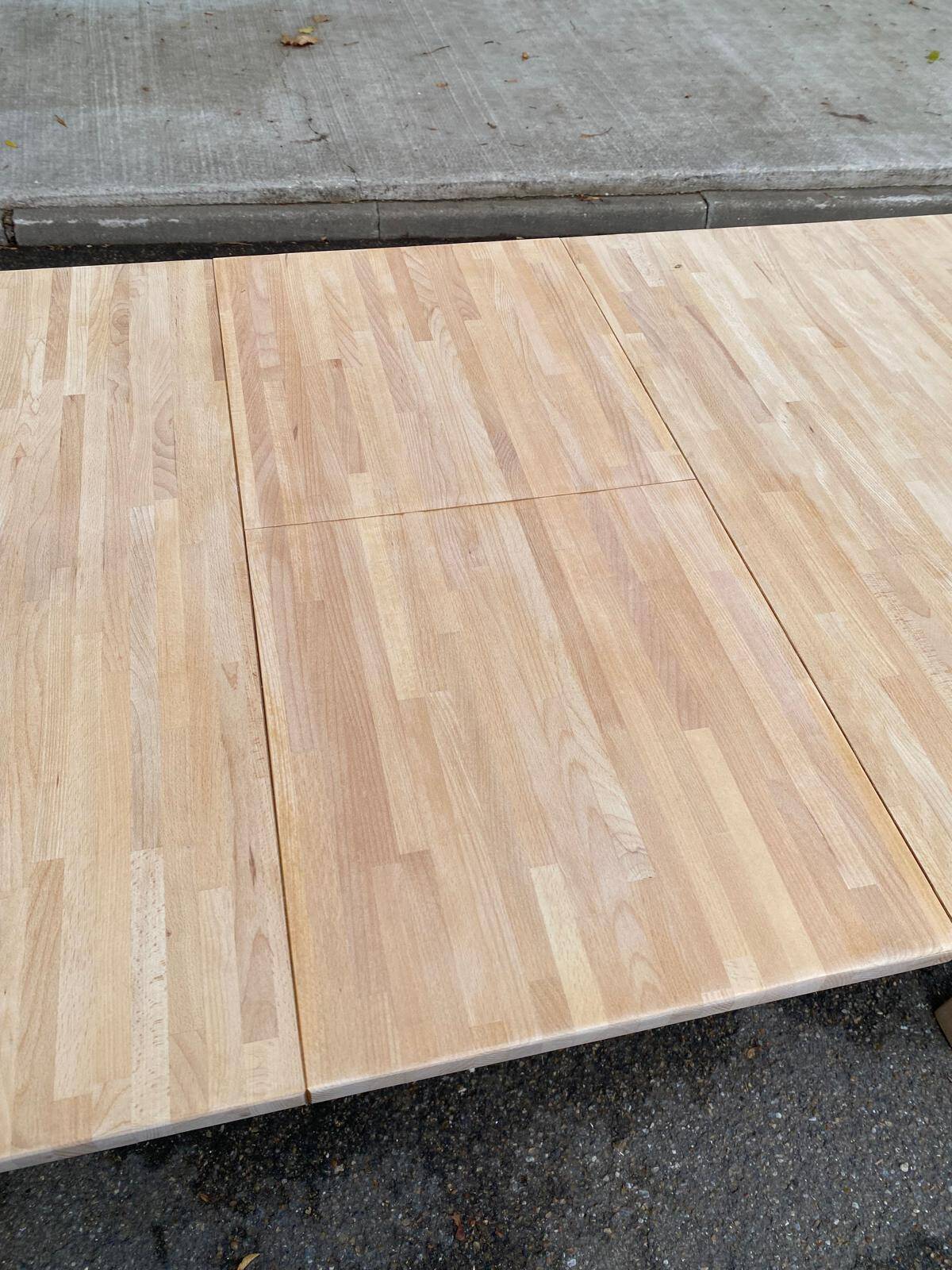 Scandinavian extendable dining table stripped in raw solid wood 1990