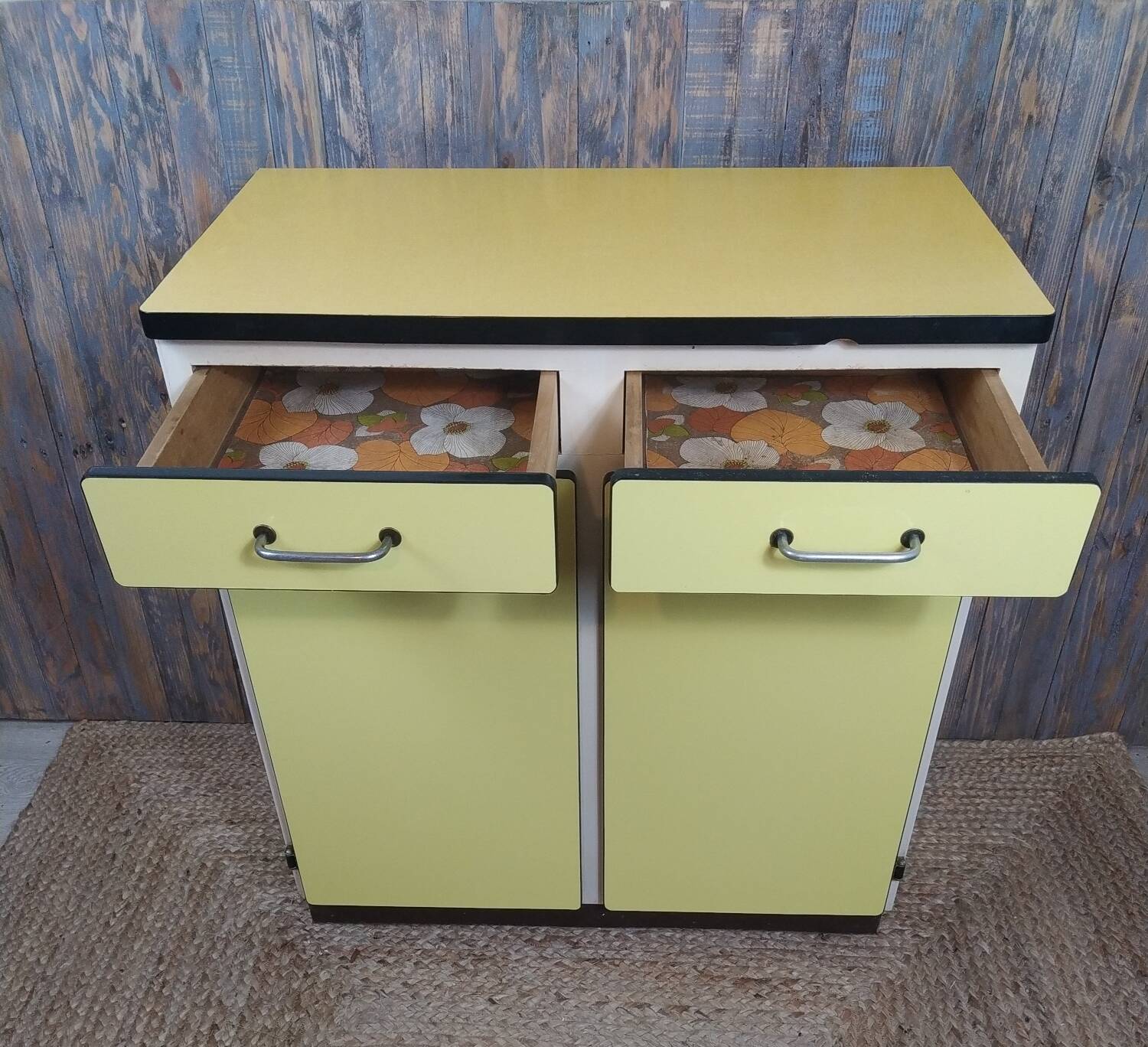 Yellow formica sideboard