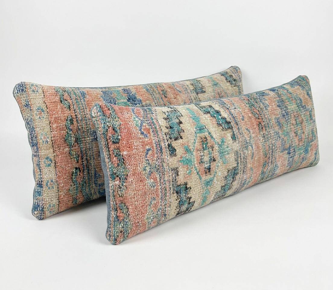 Set of 2 vintage Turkish cushion covers 36x119 cm