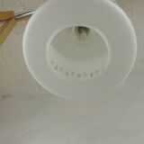 Vintage opaline glass pendant light with geometric design, 1960s Lunel style