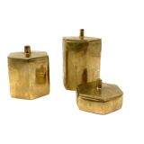 Set of 3 solid Brass boxes , De Falco Italy 1970s