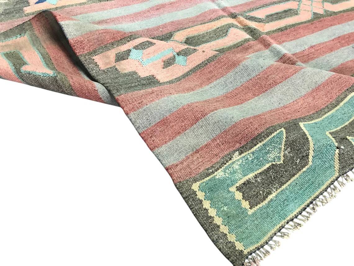 Stripe Oushak Handwoven Tribal Kilim Rug