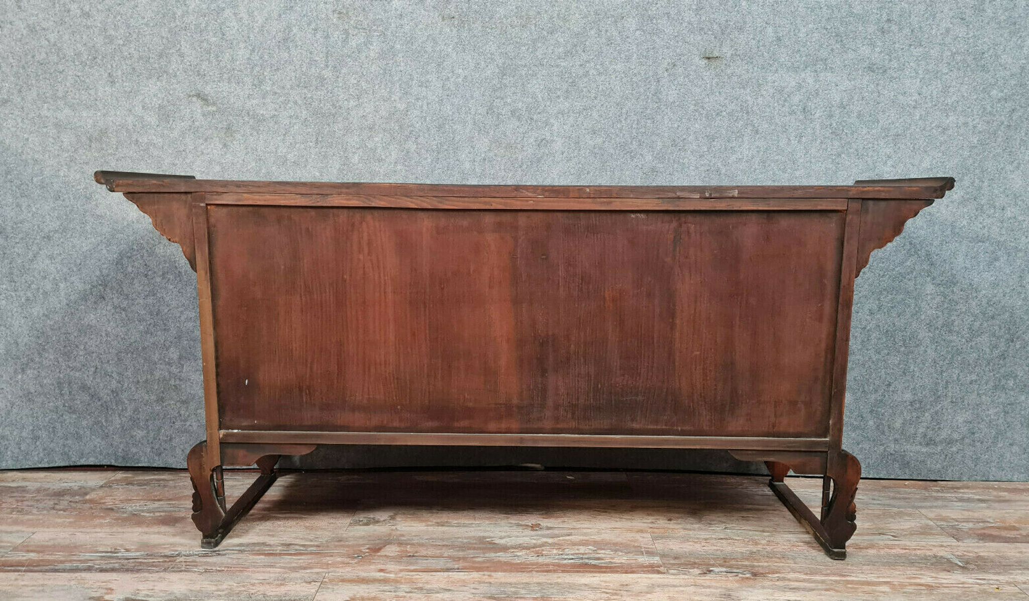 Asian pagoda buffet in exotic wood and gilded bronze circa 1920-1940