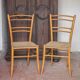 Pair of wooden chairs with vintage corded seats, vintage corded chair.