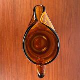 Amber glass carafe from the mid-century German Jagdhaus series and drinking glasses by Wilhelm Braun-Feldweg for Hirschberg, 1960s, set of 7.