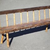 Large vintage wooden bench, old wooden bench, handcrafted bench, brutalist, entrance hall