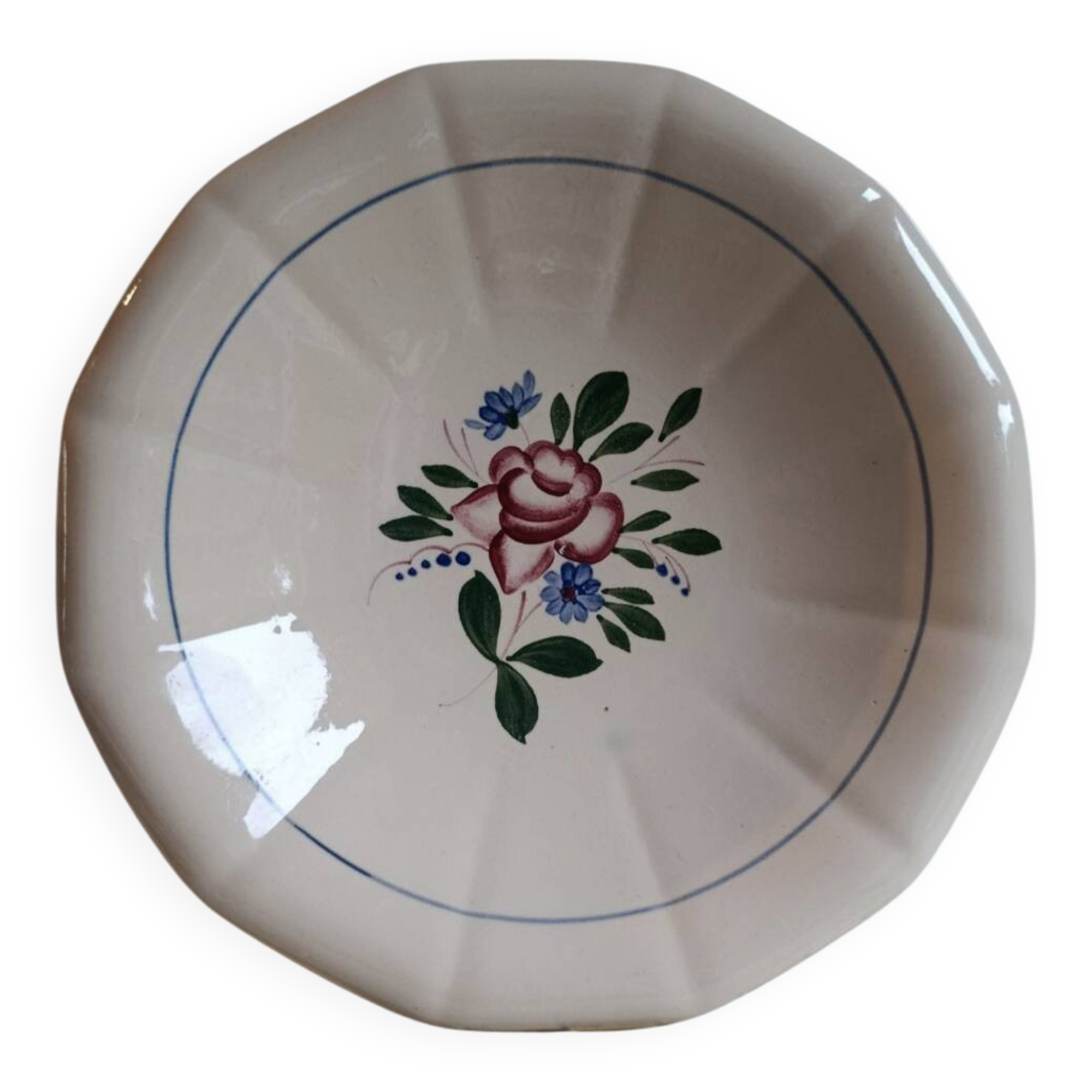 Round hollow plate, old pink model Graziella, Digoin Sarreguemines 1930.