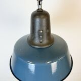 Industrial Blue Enamel Factory Lamp with Cast Iron Top, 1960s