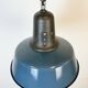 Industrial Blue Enamel Factory Lamp with Cast Iron Top, 1960s