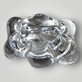 Pair of crystal salt shakers and glass spoons signed Daum Cristal