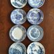 8 blue & white plates