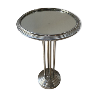 Nice art deco side table in aluminum and estaminet mirror