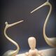Duo ashy herons in brass