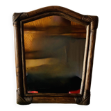 Vintage trapezoidal bamboo mirror