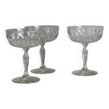 set of 3 chiseled glass glasses