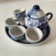 Small blue and white sake set – teapot, 5 cups and tray.