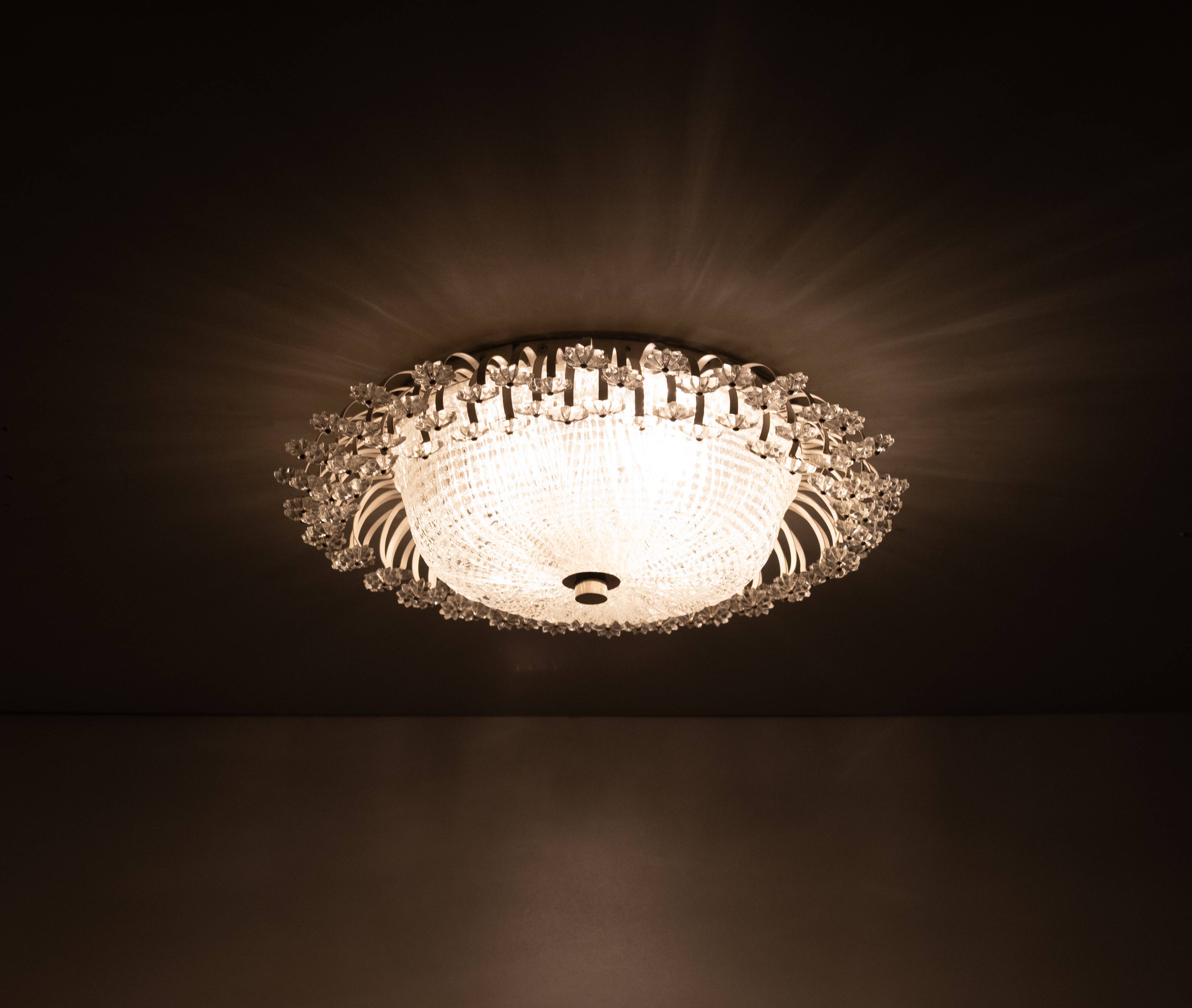 Floral Mid-Century Modern Flush Lamp Emil Stejnar 1960s Austria