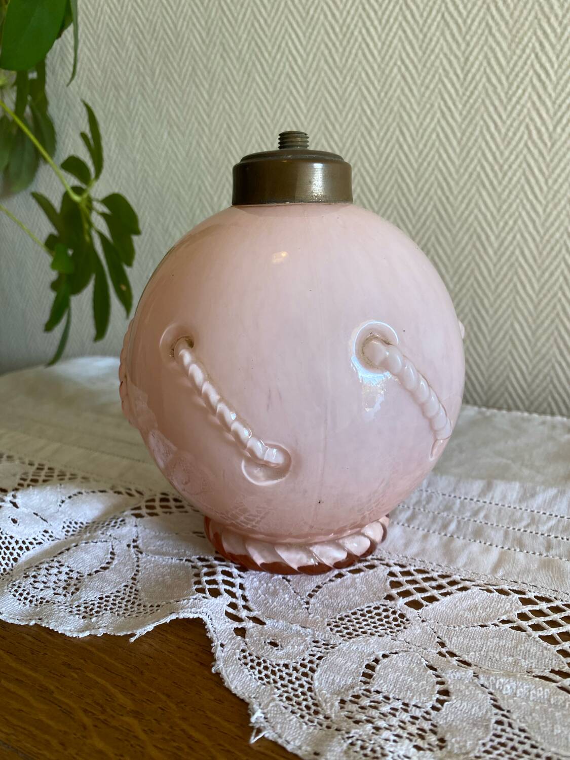 Old pink opaline glass globe