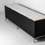 Rare executive sideboard by Florence Knoll in rose aurore marble, 1960s