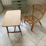 Shell chair and rattan table model children