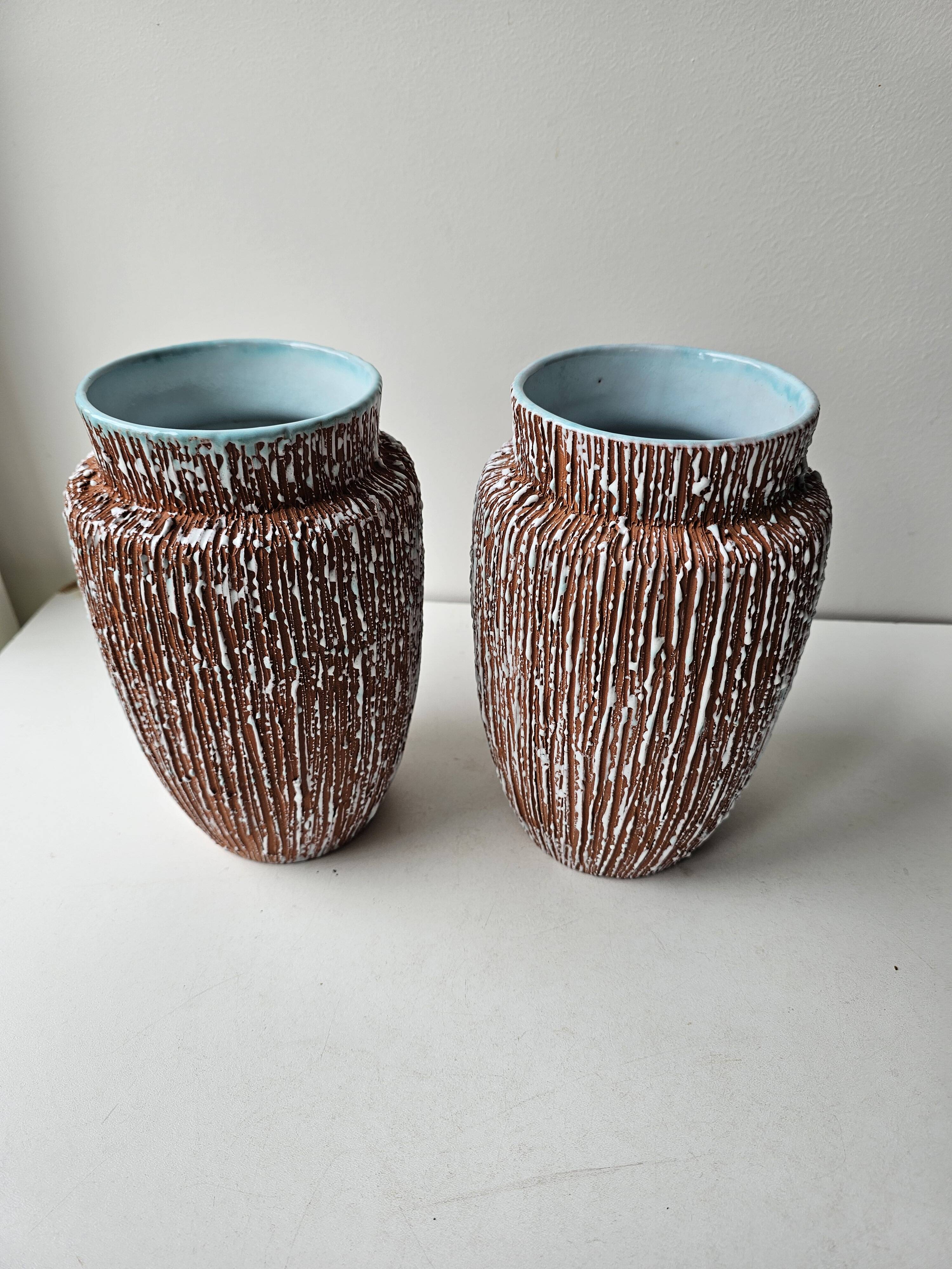 Pair of 1950s ceramic vases signed BFK A ART by Ernest d'Hossche