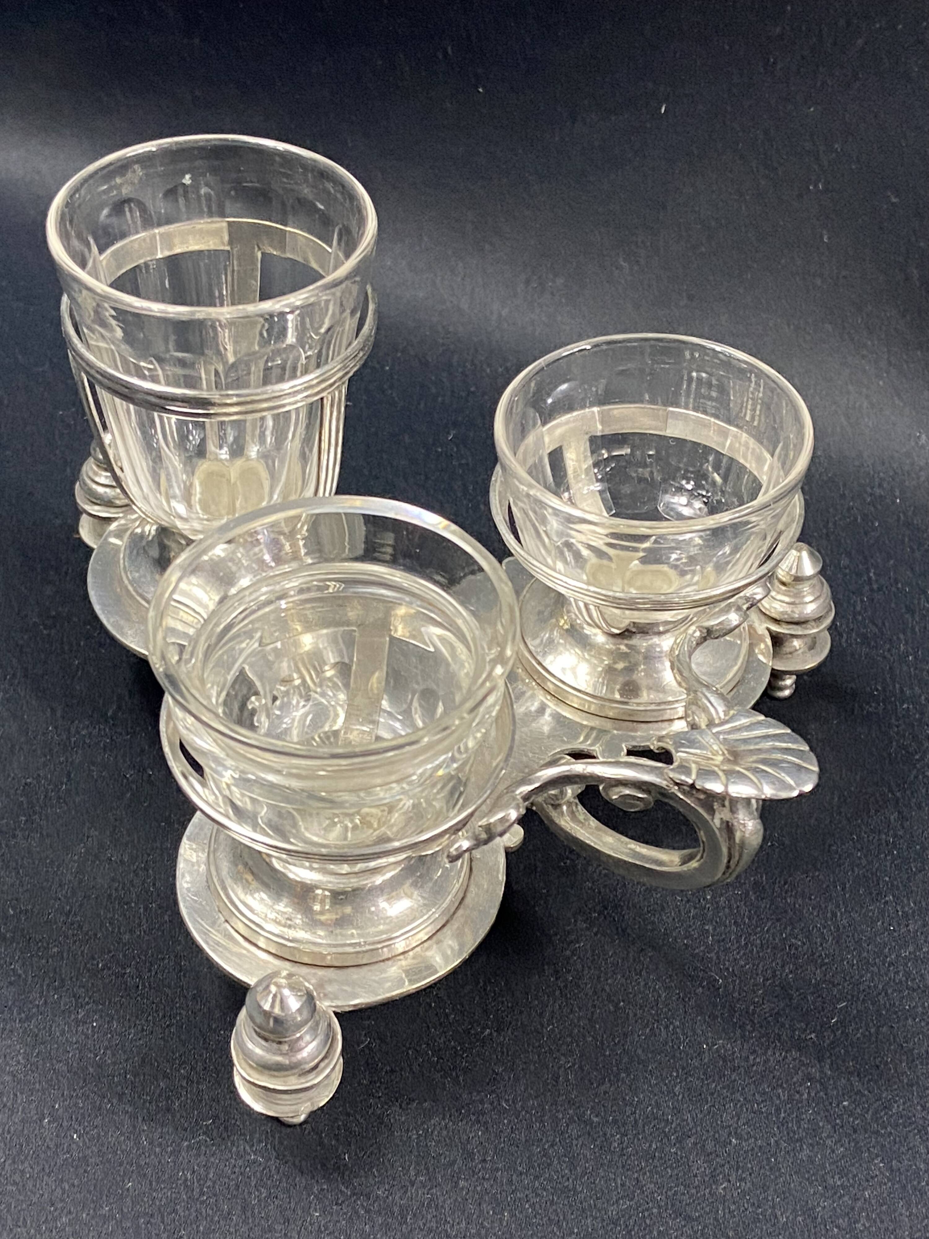 19th century Louis XV style condiment holder, silver or silver-plated metal frame