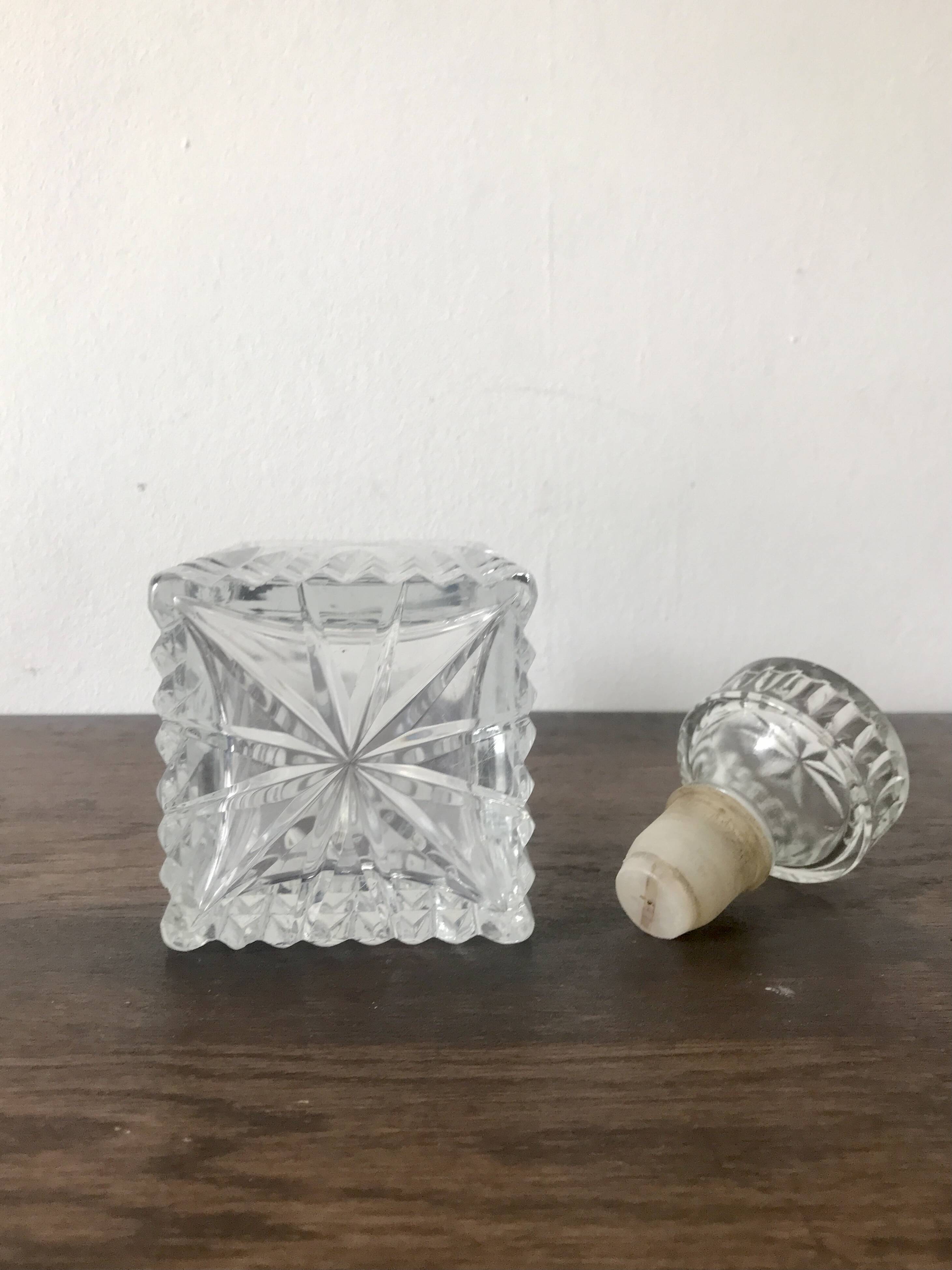 Crystal glass whiskey decanter