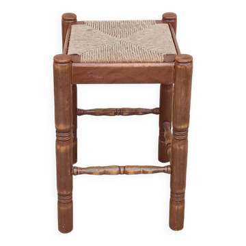 Large vintage straw stool