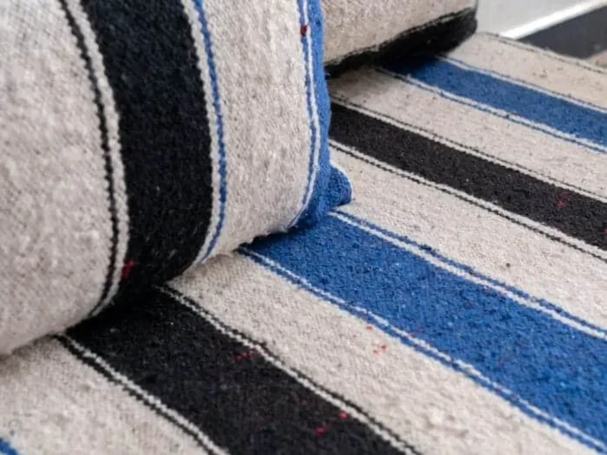 Handmade Moroccan blue and black floor cushion 120x70cm