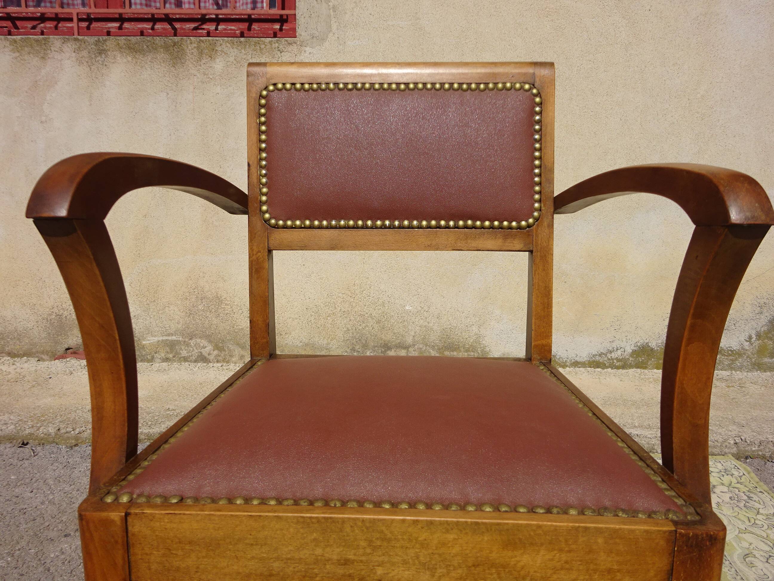 Art Deco bridge chair and 2 matching chairs