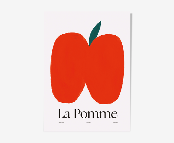 Affiche murale pomme rouge minimaliste 30cmX40cm