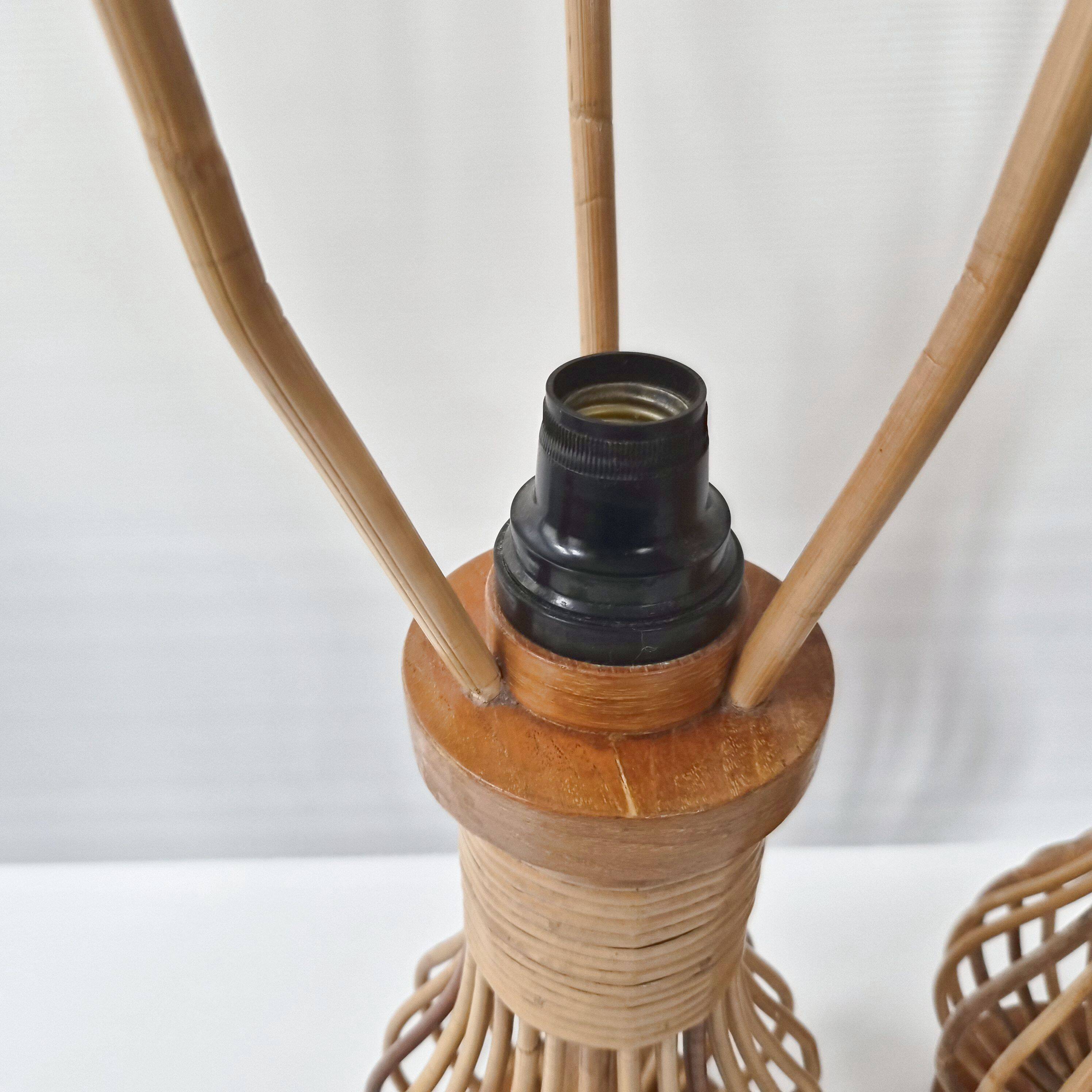 Pair of vintage rattan lamps 1960