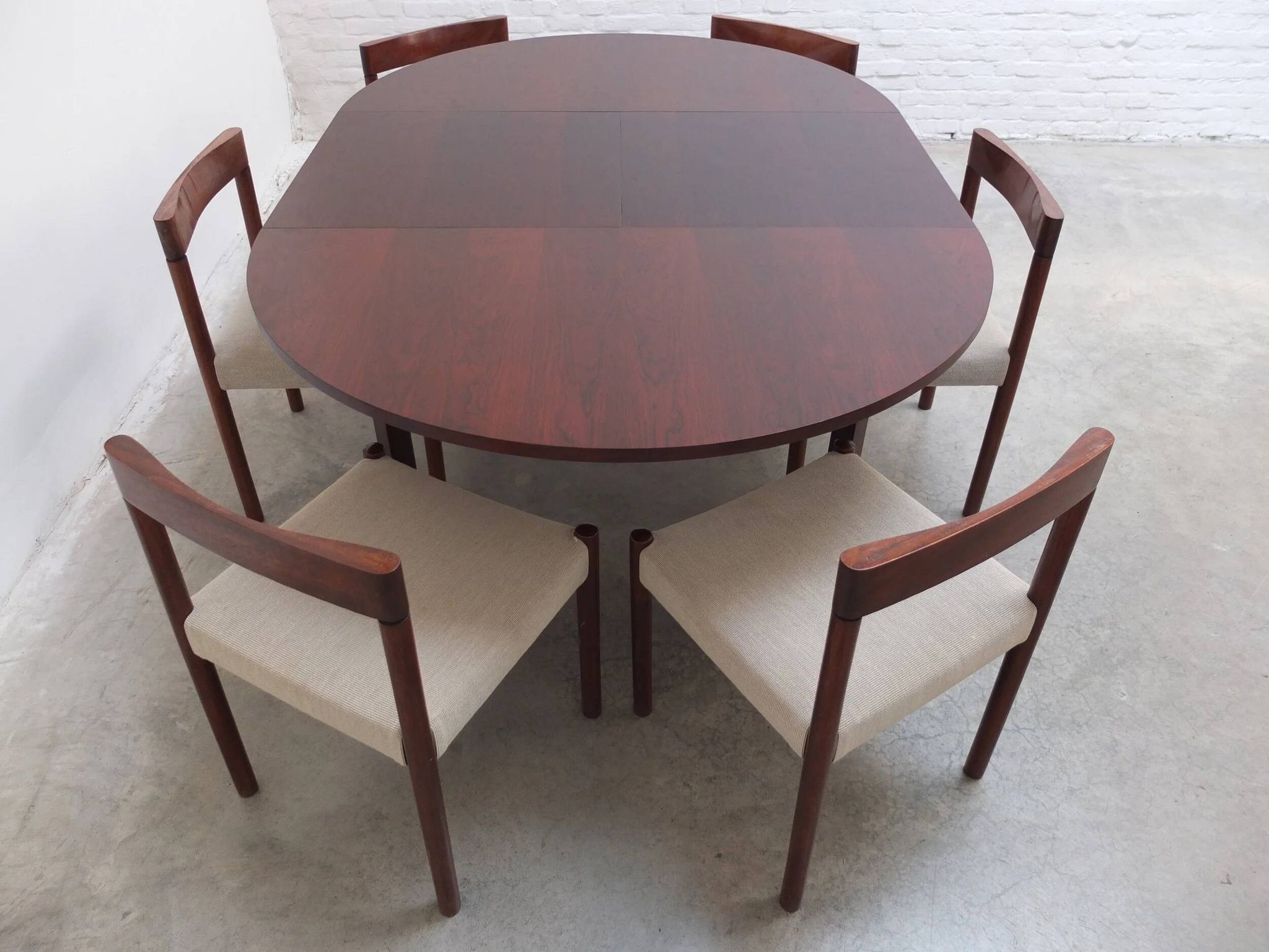 Extendable round to oval dining set by Alfred Hendrickx for Belform, 1960s.