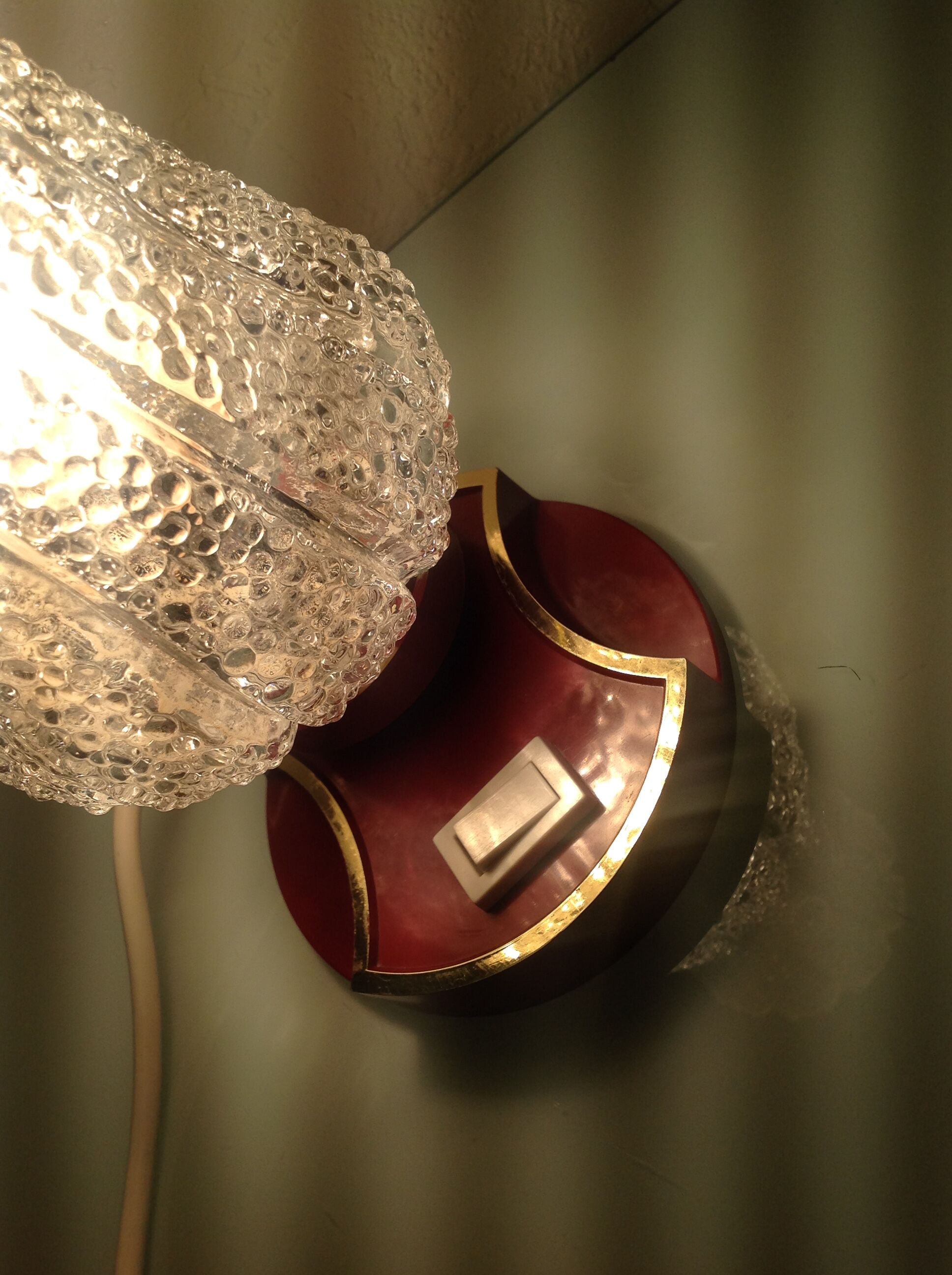 Vintage bedside lamp, tulip glass, 60s-70s