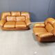 Mid century Italian leather sofa set by Ercole Biella for Grappeggia, 1970s