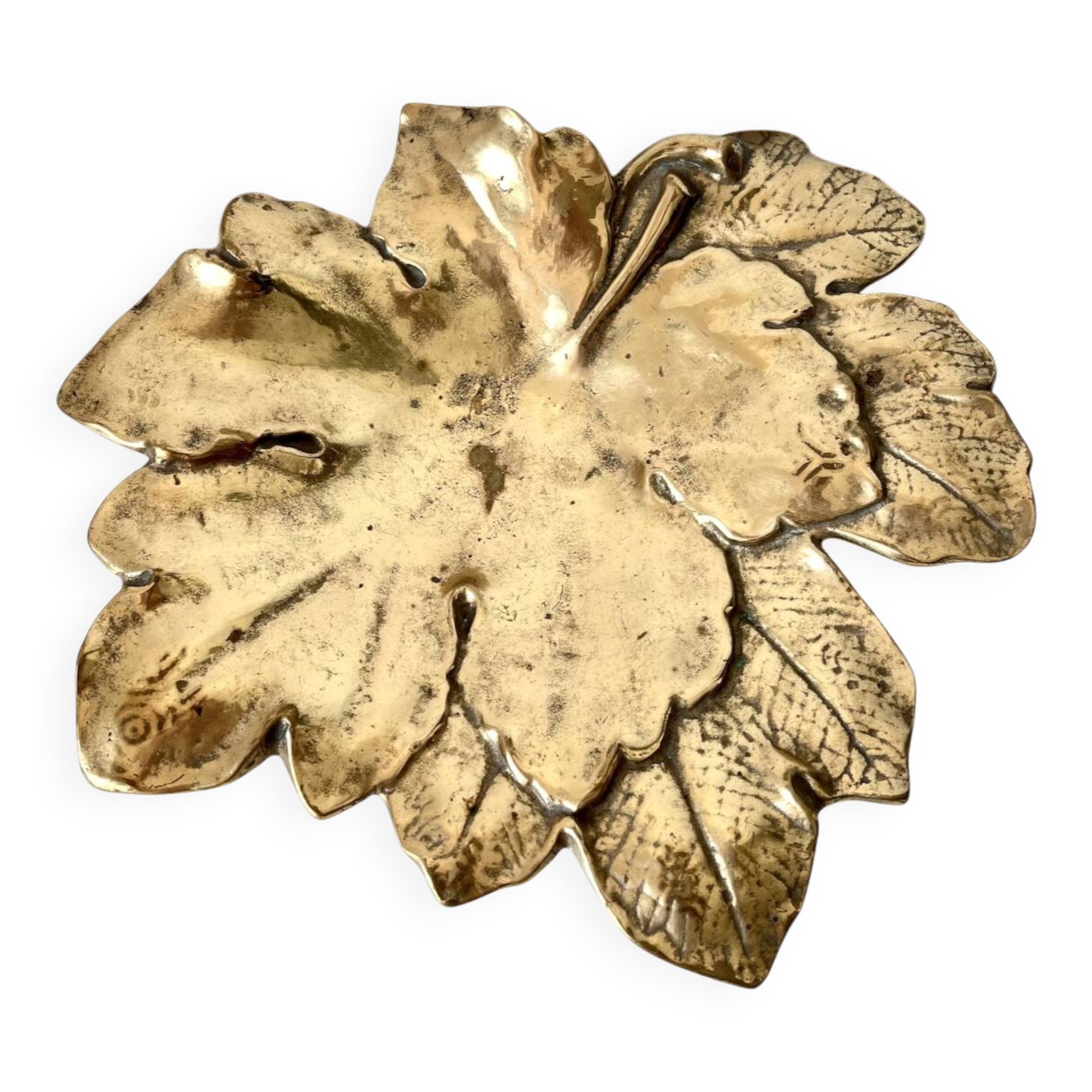 Decorative leaf-shaped dish – Gilt bronze – Early 20th century