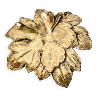 Plat décoratif en forme de feuille – Bronze doré – Début XXᵉ siècle