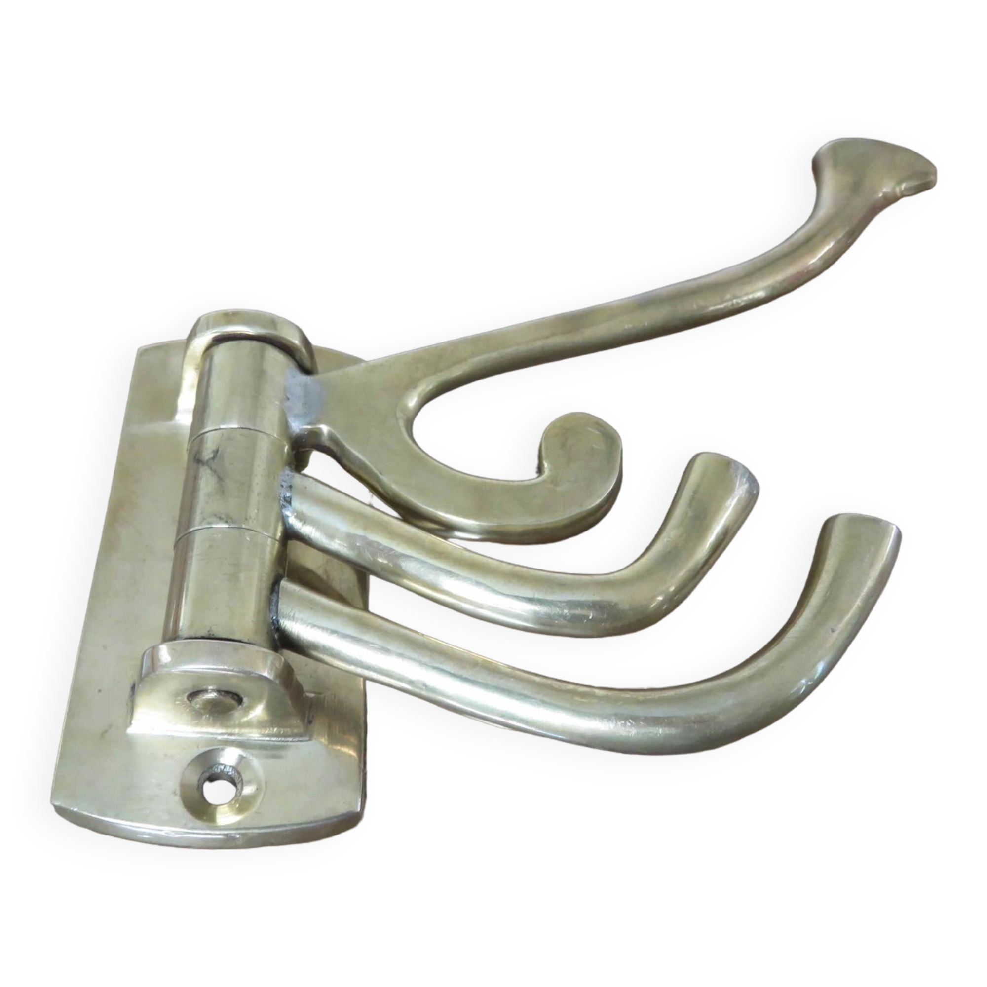 Wall coat rack 4 swivel brass hooks