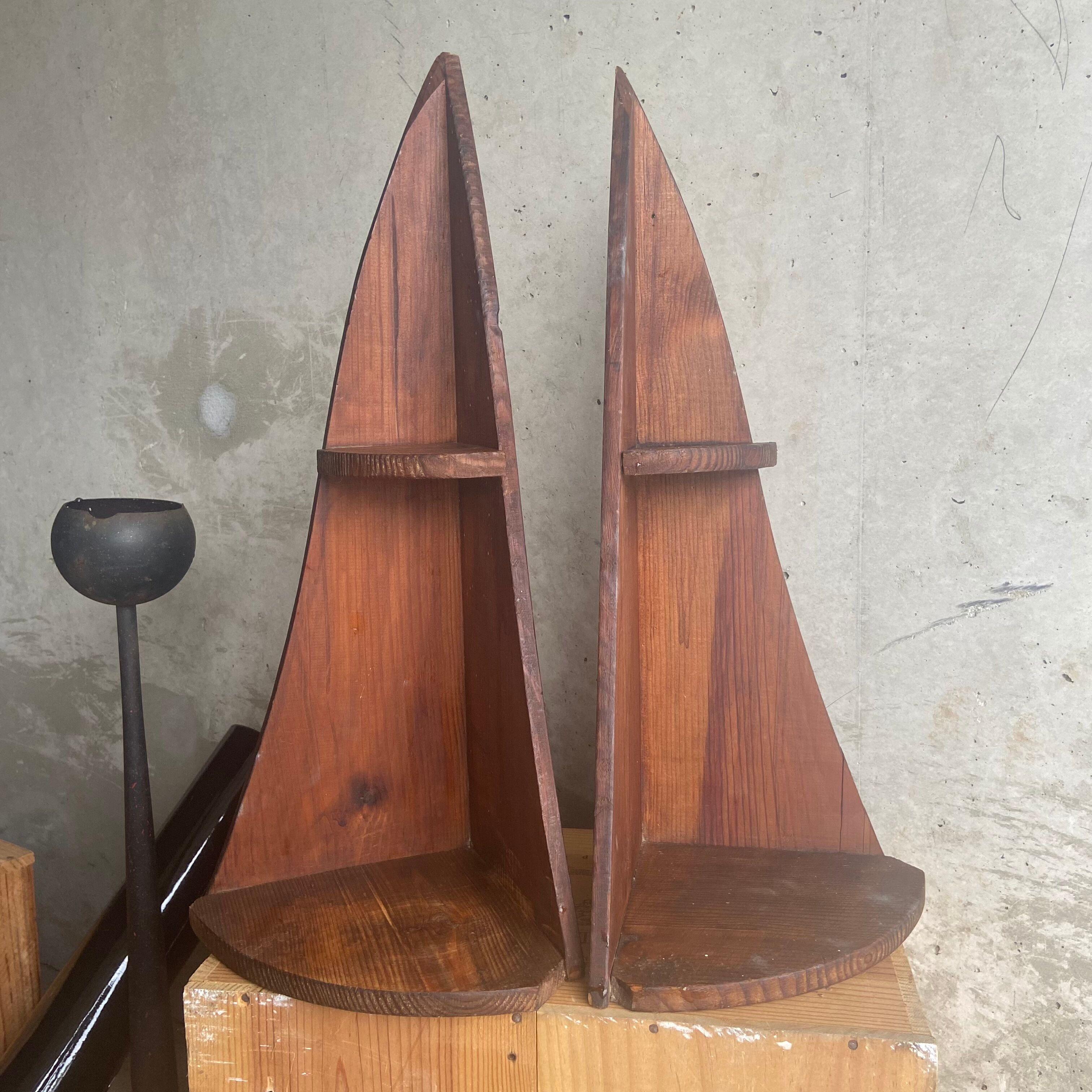Pair of vintage corner shelves