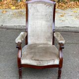 Imperial armchair in mahogany and grey velvet from the 19th century