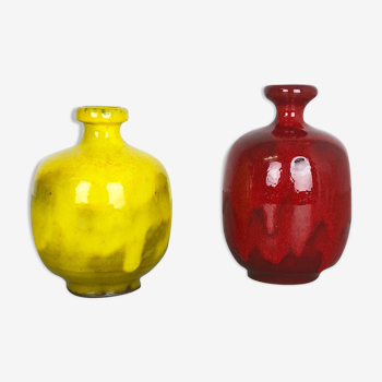 Ensemble de 2 vases en poterie d’atelier en céramique par hartwig heyne ceramics, allemagne années 1970