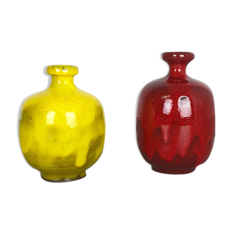 Ensemble de 2 vases en poterie d’atelier en céramique par hartwig heyne ceramics, allemagne années 1970