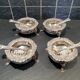 Series of 4 salt pans and their solid silver salt shovels - Shell model - England - 365g