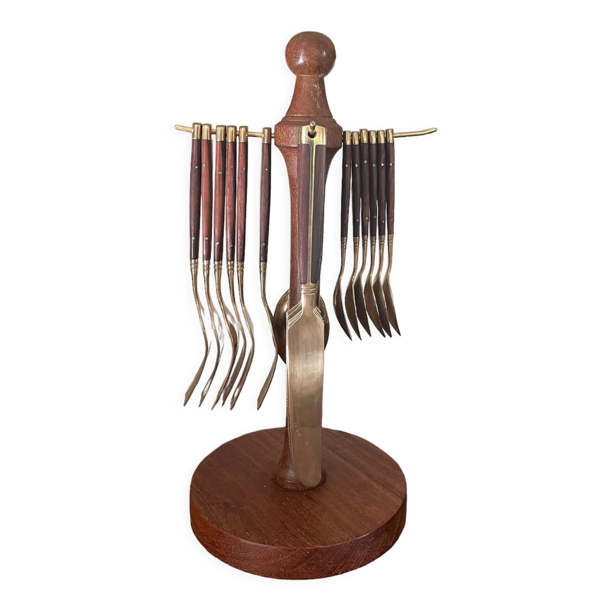 Cutlery in brass and rosewood 24pcs