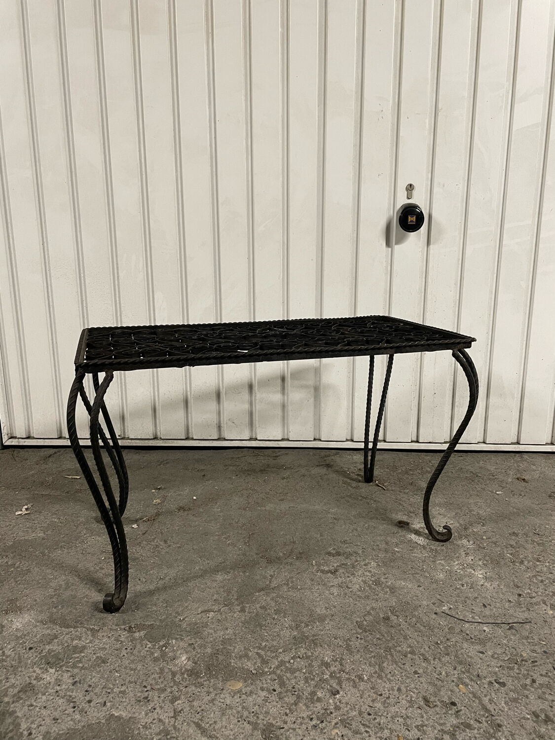 Black wrought iron coffee table