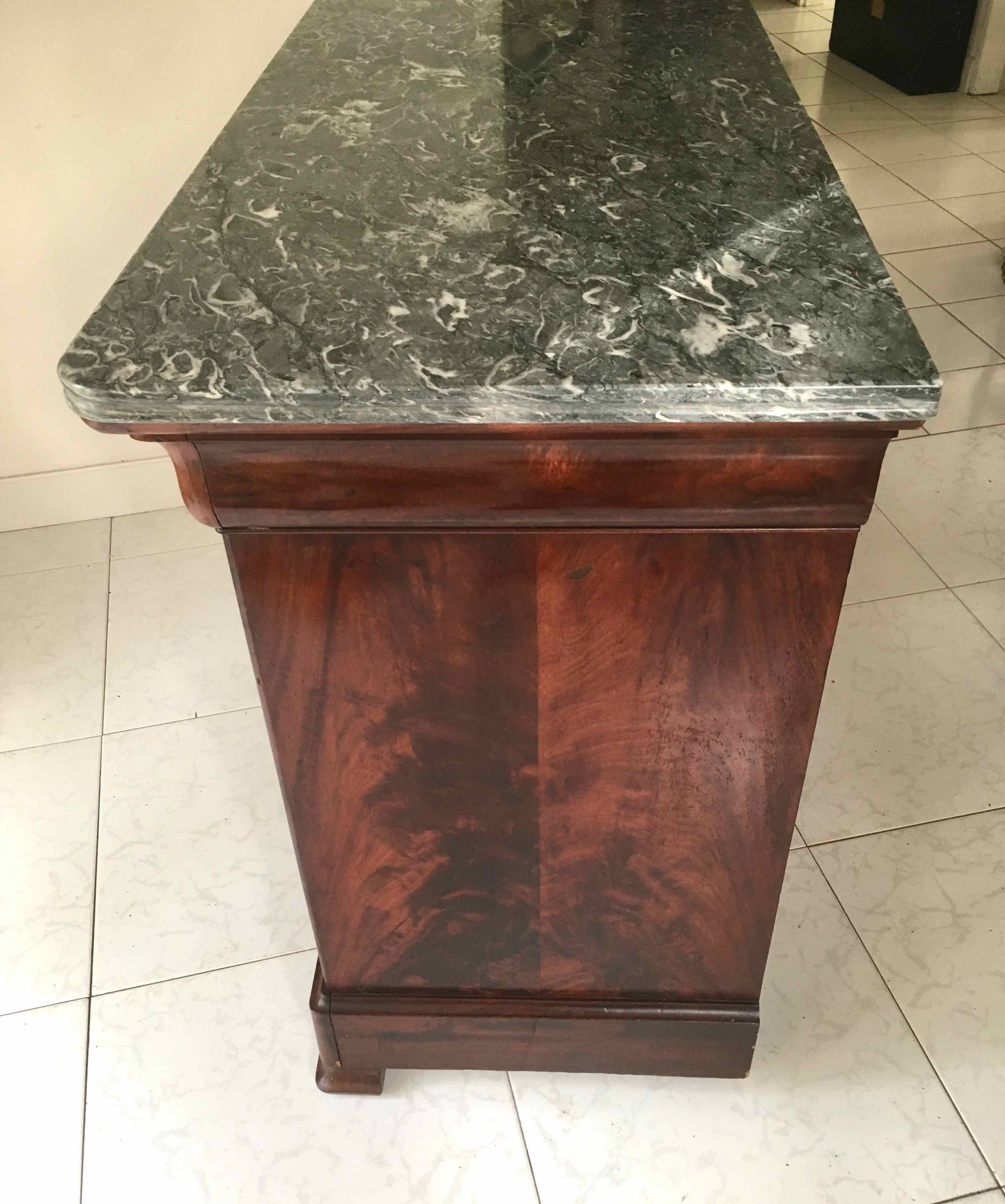 Commode XIXe Louis Philippe marbre sainte anne et noyer