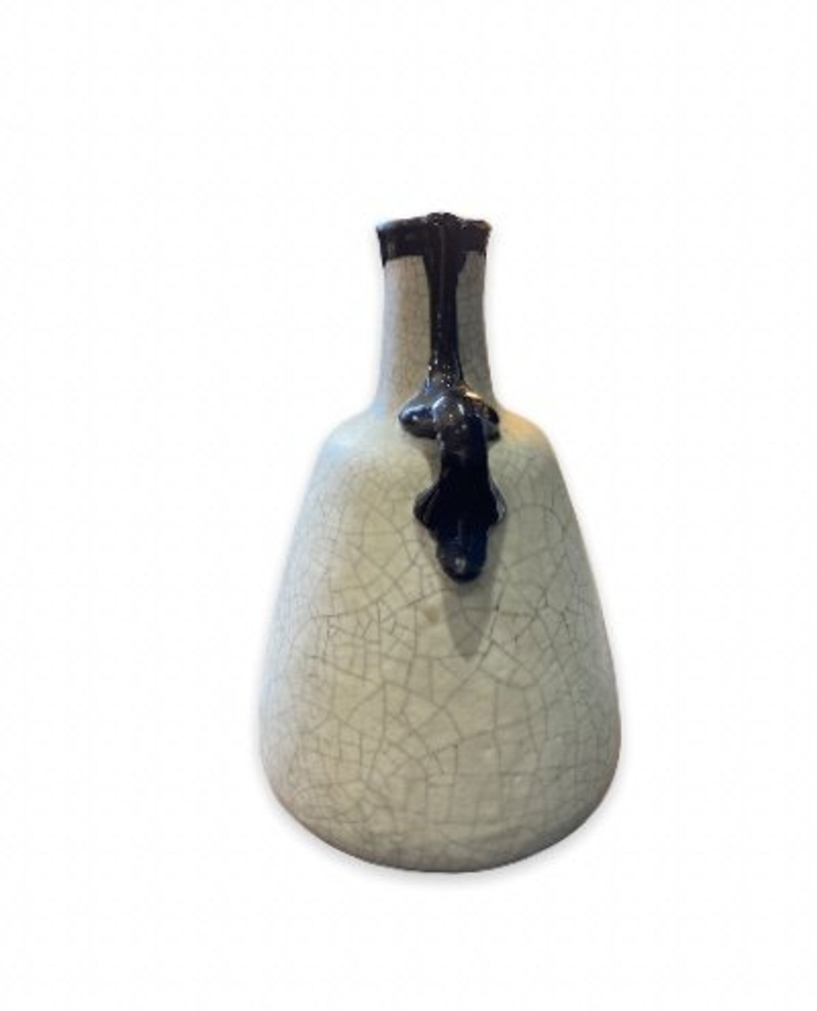 Vase pansu en céramique craquelée blanche art deco circa 1930