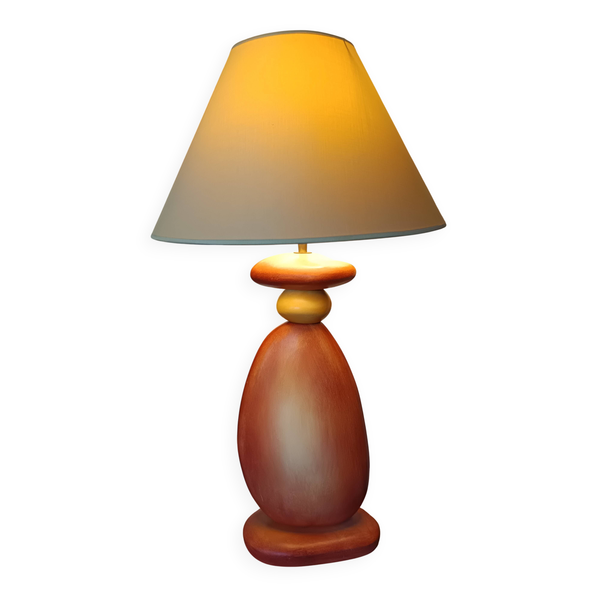 ceramic pebble lamp 1990 signed François Chatain